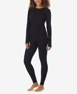 Women's Cozy Stretch Waffle Thermal Long Sleeve Scoop Neck Top