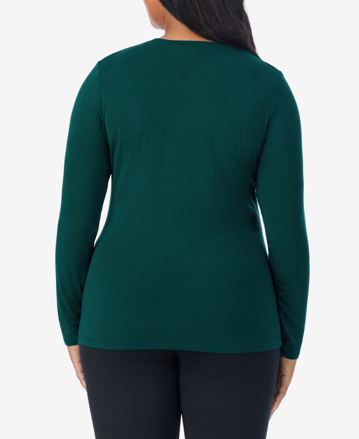 Cuddl Duds Plus Size Crewneck Long Sleeve Top In Multi