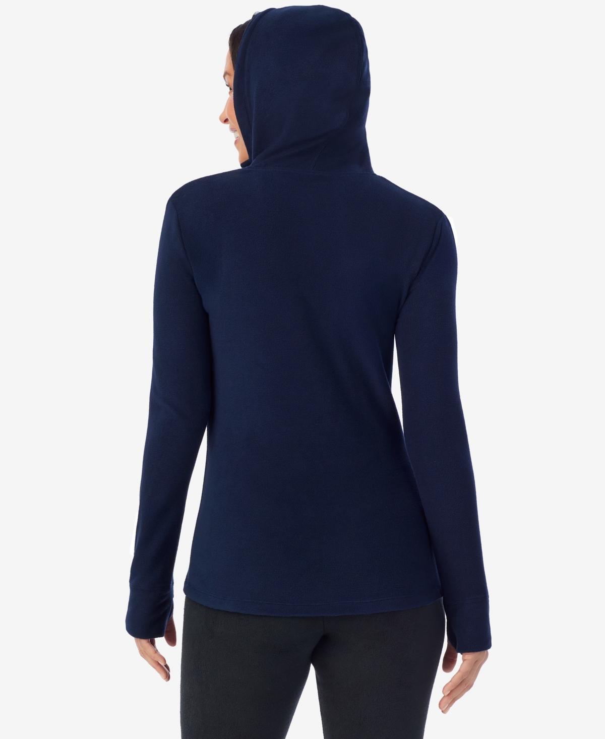 Cuddl Duds Petite Long Sleeve Half-zip Hoodie In Blue