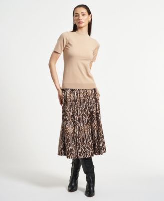 Women's Mock Neck Short Sleeve Sweater