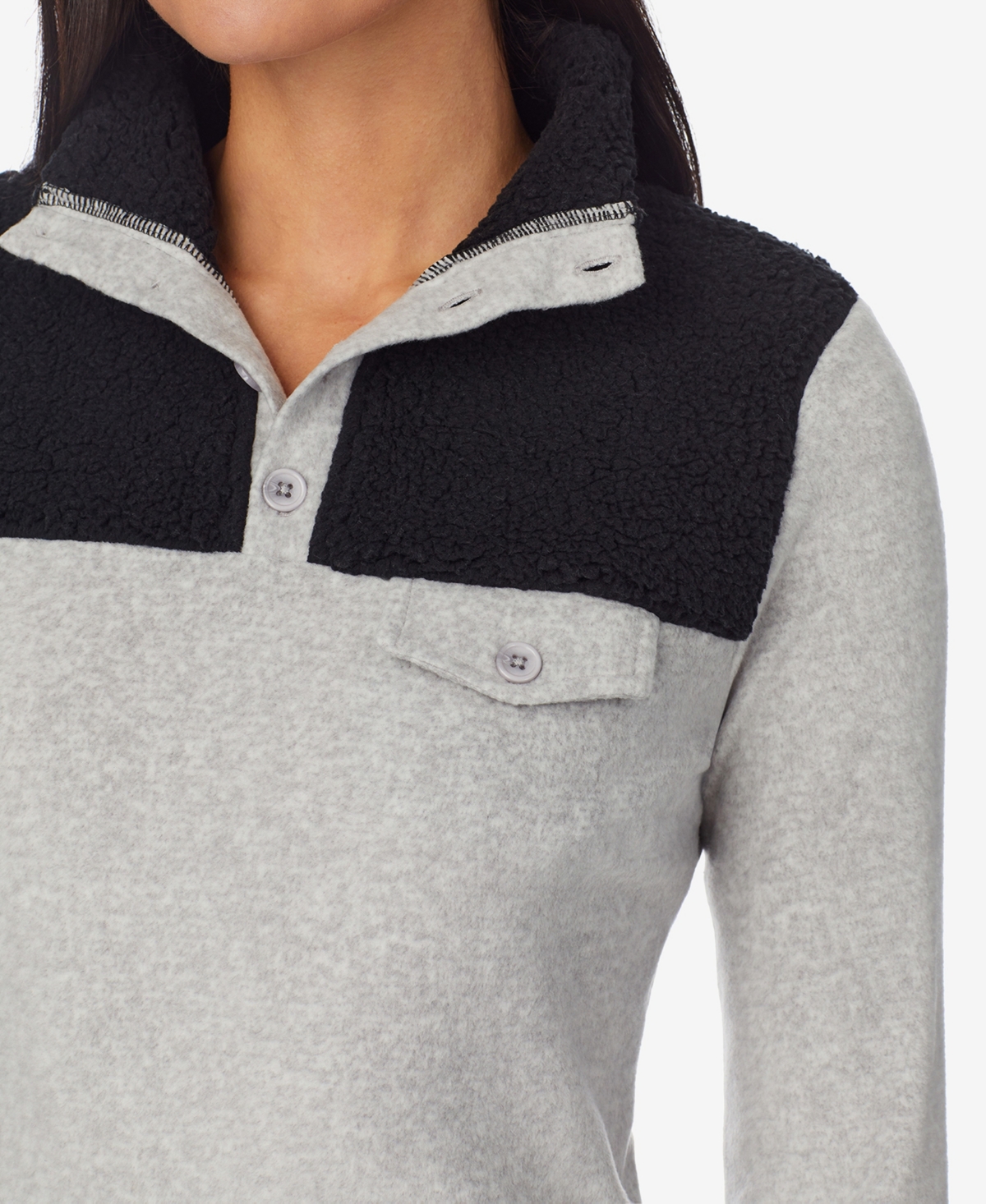 Cuddl Duds Women's Fleecewear Pull-on Top In Gray