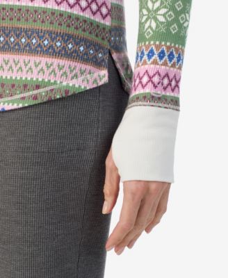 Women's Cozy Stretch Waffle Thermal Long Sleeve Scoop Neck Top