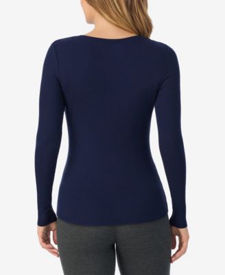 Stretch Rib Long Sleeve Henley Top