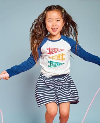 Girls Long Sleeve Raglan Graphic T-Shirt