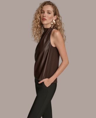 Women's Faux Leather Sleeveless Top