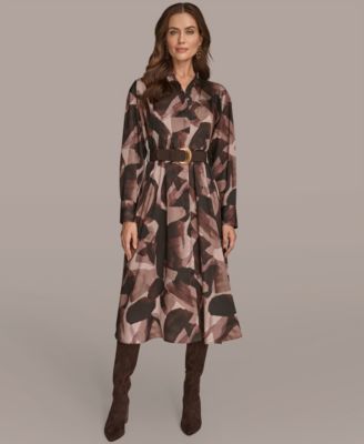 Women's Belted Printed Shirtdress