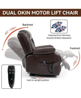 Oversized Faux Leather Recliner Chair – Power Lift, Dual Motor, Massage & Heat, 350 lbs Capacity – Electric Chair for Seniors
