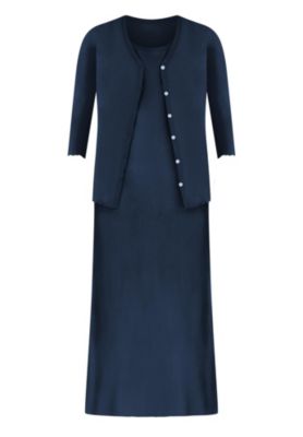 Plus Size Lettuce Trim Knit Jacket Dress