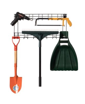  26&amp;#x22; W x 3.25&amp;#x22; D x 12.75&amp;#x22; H Wall Mount Garden Tool Storage Rack Hook On Garage, Garden and Yard, Black