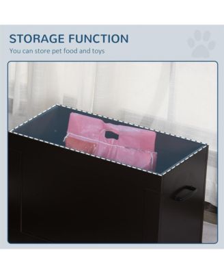Dark Brown Raised Pet Feeding Storage Station with 2 Stainless Steel Bowls for Large Dogs