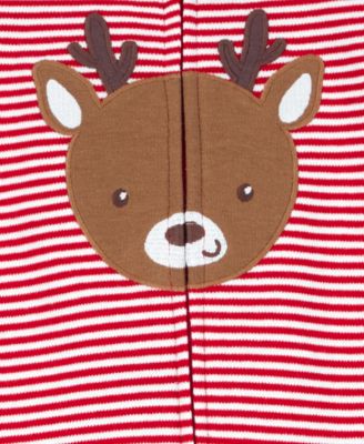 Baby Boys' or Baby Girls' Reindeer Zip-Up Sleep and Play Pajamas