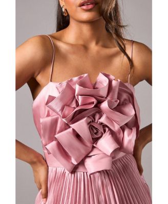 Women's Metallic Pleated Corsage Dress