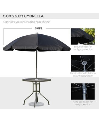 6 Piece Patio Dining Set with Garden Umbrella, 4 Folding Chairs,