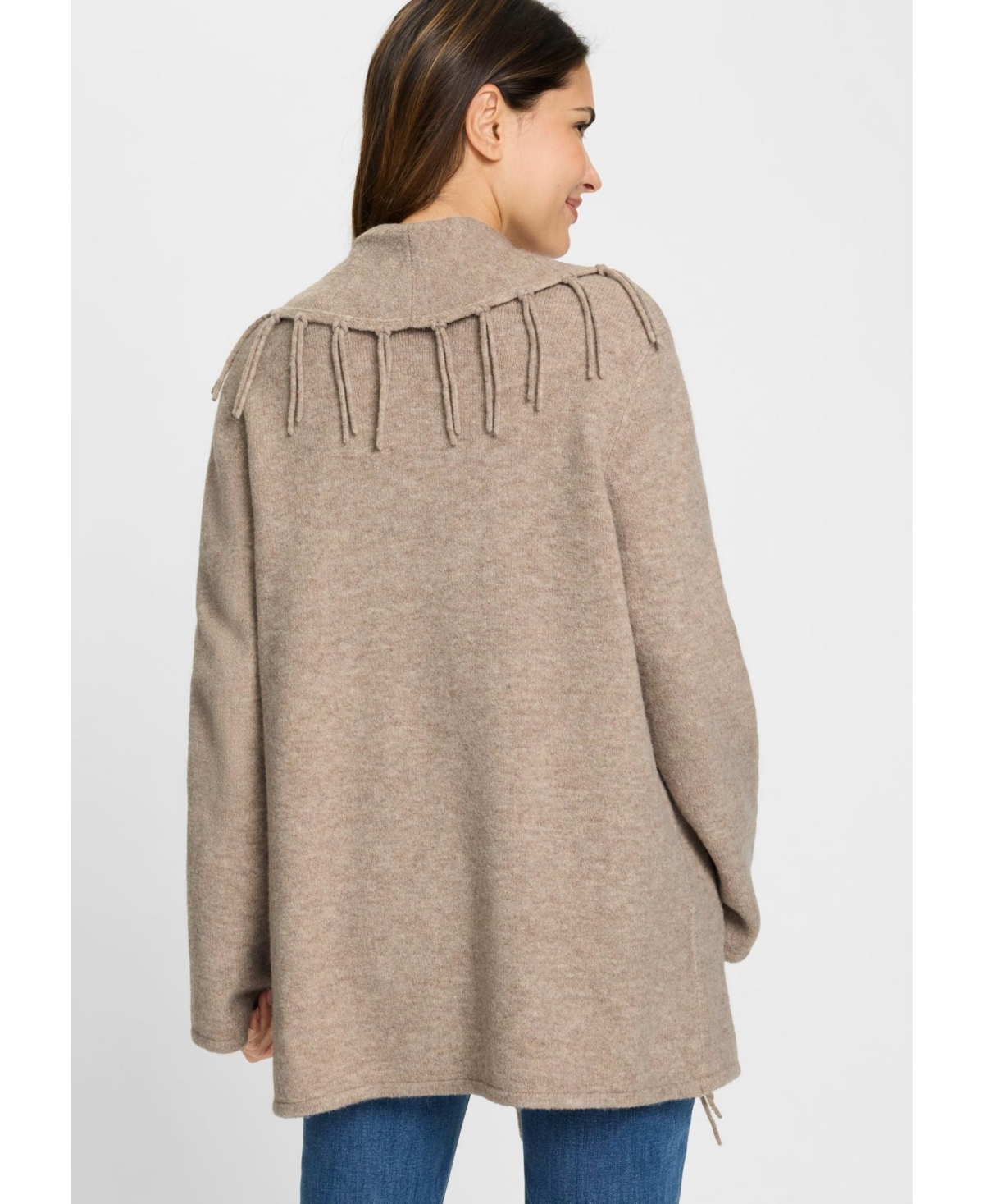 Olsen Women's Fringe Trim Cardigan