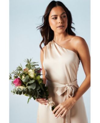 Women's One Shoulder Satin Maxi Bridesmaid Dress