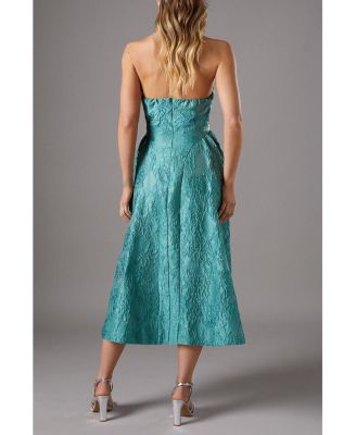 Halter Jacquard Drop Waist Dress