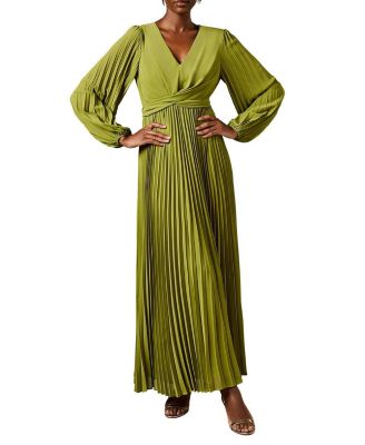Women's Pleated Wrap Front Dress