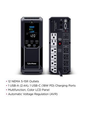BRG1500AVRLCD2 1500VA/900W Intelligent LCD Mini-Tower UPS with Remote Management