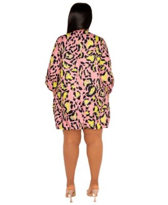 Women's Plus Size Animal Print Bubbled Mini Dress