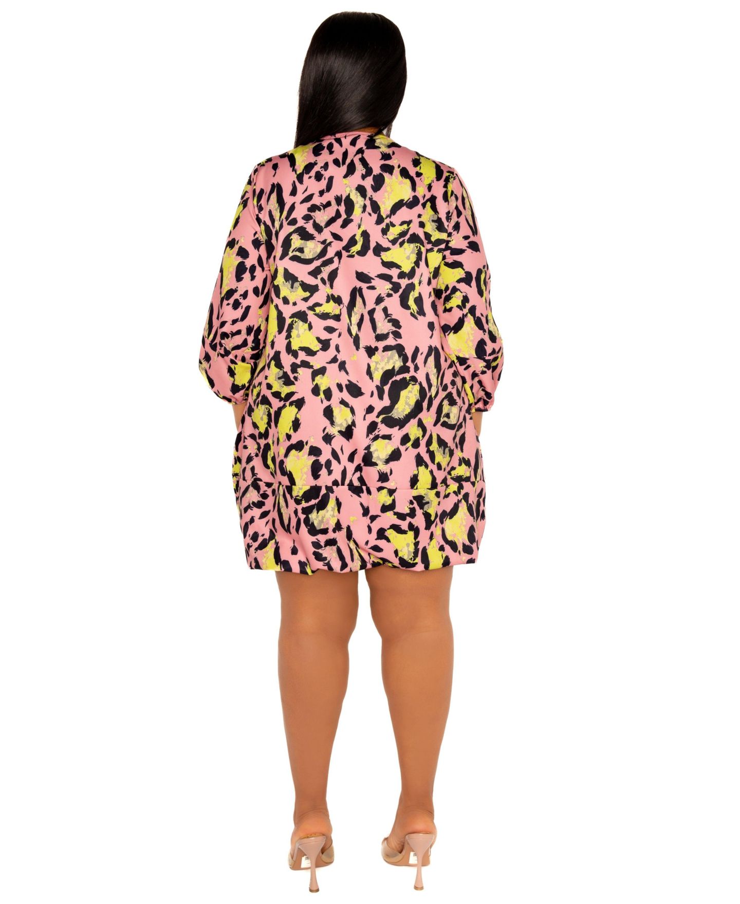 Женское платье Buxom Couture Plus Size Animal Print Bubbled Mini, цвет: Розовый разноцветный — фото 3