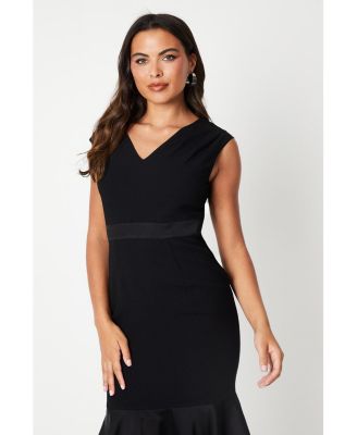 Women's Satin Back Crepe Dress With Peplum
