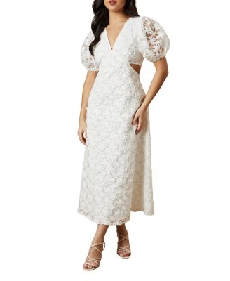 Textured Cutout Detail Midi Dress