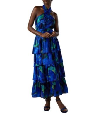 Women's Tiered Halter Tie Neck Maxi Dress