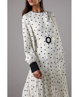 Long Sleeve Pleated Midi Dress