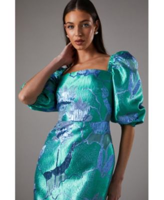 Bubble Sleeve Jacquard Dress