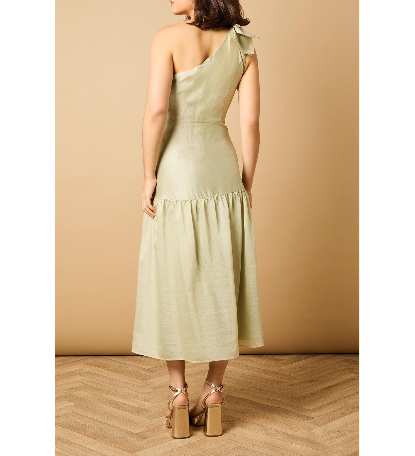 Женское платье Oasis Bow Shoulder Detail Midi, цвет: Фисташковый — фото 6