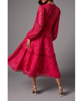 Women's Lace Panelled Long Sleeve Dress