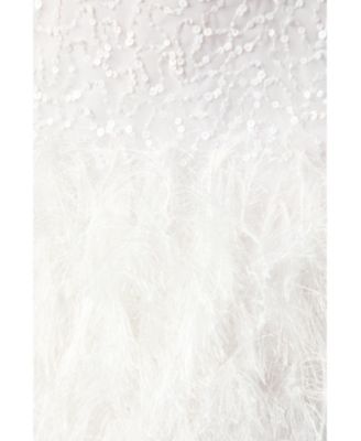 Women's Embellished Feather Bridal Mini Dress