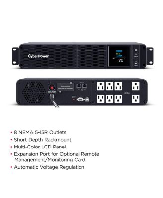 CP1500PFCRM2U 1500VA/1000W Rackmount PFC Sinewave UPS, 8x NEMA 5-15R