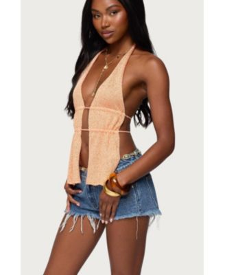 Women's Frayed Vintage Washed Denim Shorts