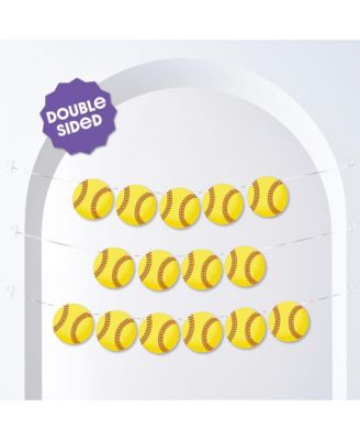 Fastpitch Softball Garland Banner, 30 Feet of Cord, 15 Double-Sided Softballs