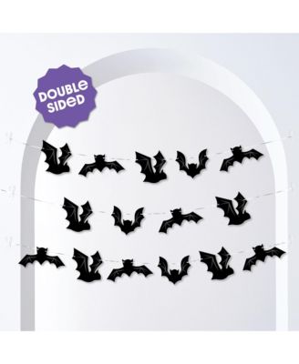 Black Bats Garland Banner, 30 Feet of Cord, 15 Paper Bat Shapes