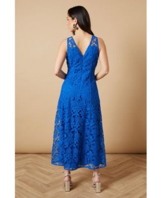 Women's Floral Lace V-Neck Midi Dress