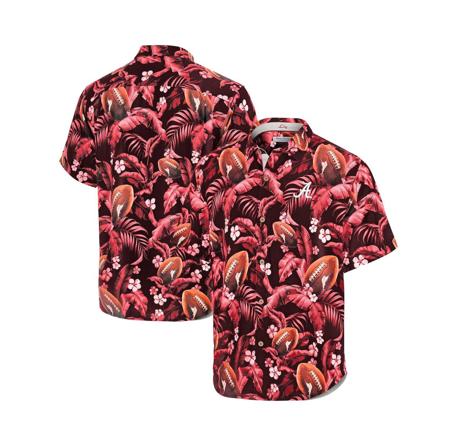 Men's Crimson Alabama Crimson Tide Veracruz Cay First Down Blooms Button-Up Shirt