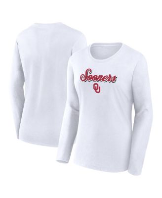 Fanatics - Women's White Oklahoma Sooners Double Team Script Long Sleeve T-shirt