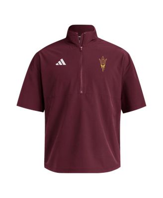 Men's Maroon Arizona State Sun Devils Woven Quarter-Zip Short Sleeve Pullover Hoodie