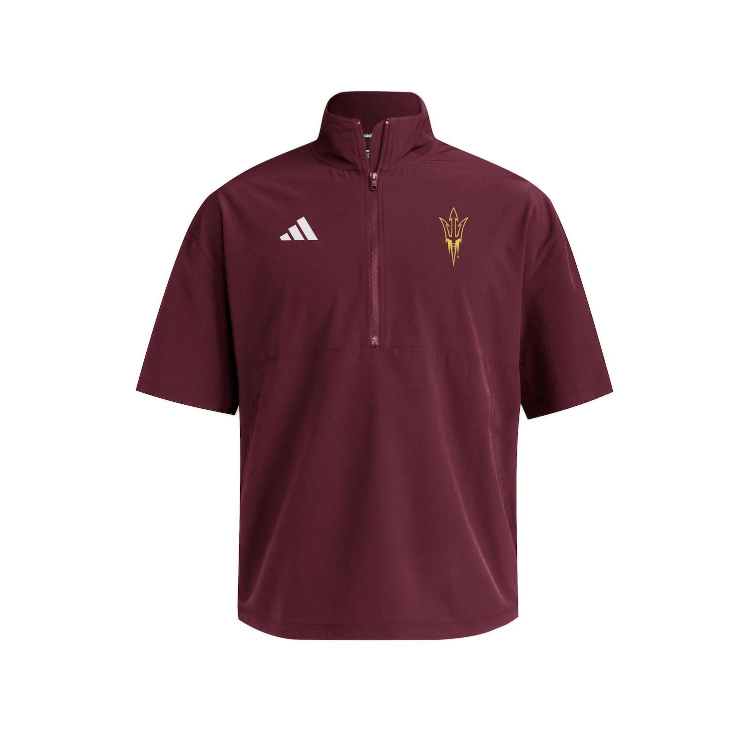 Men's Maroon Arizona State Sun Devils Woven Quarter-Zip Short Sleeve Pullover Hoodie
