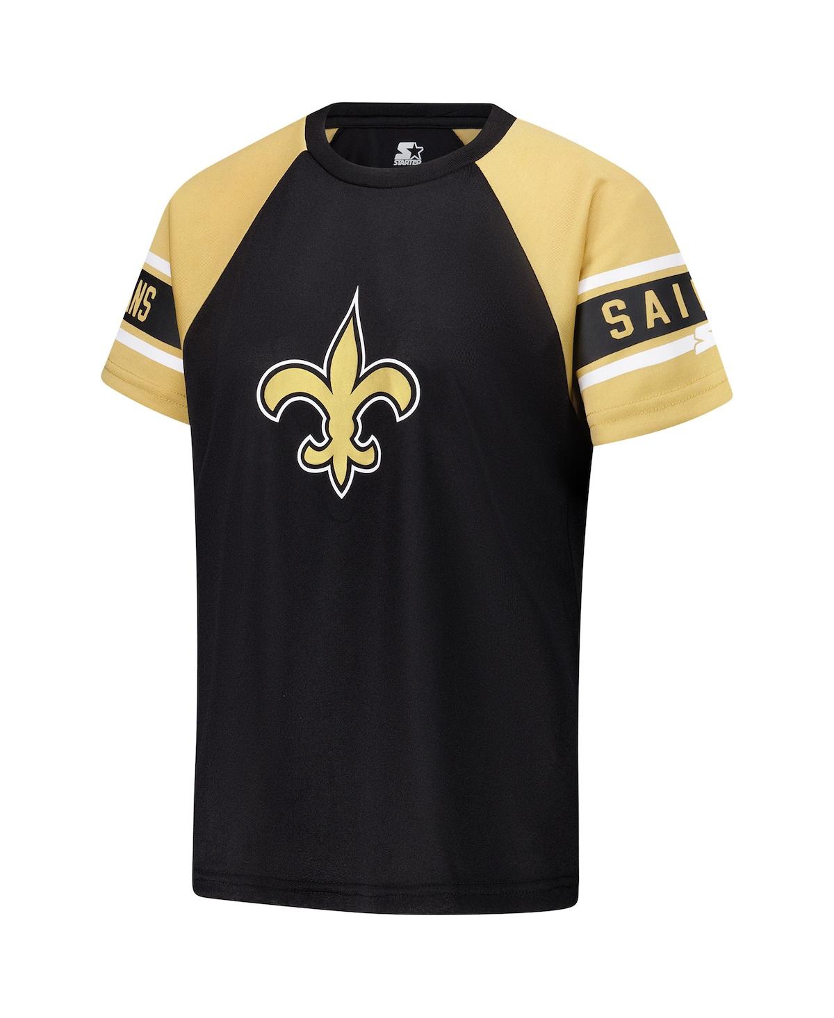 Starter Women's Black New Orleans Saints 1st Rounder Color Block Raglan Top In Black
