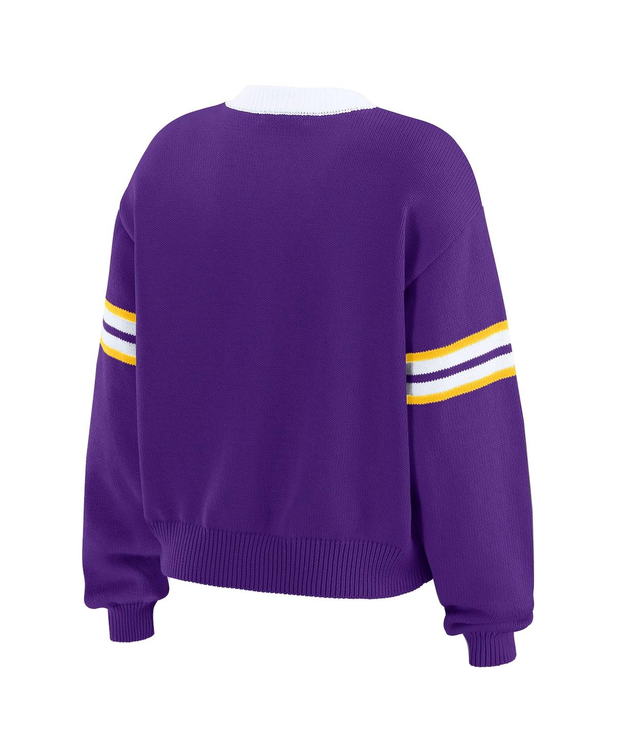 Wear By Erin Andrews Women's Purple Minnesota Vikings Lace-up Sweater In Purple