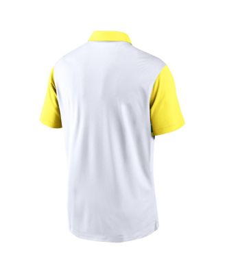 Men's White/Yellow Oregon Ducks Athletic Prep Alt Logo Vapor Performance Polo Shirt