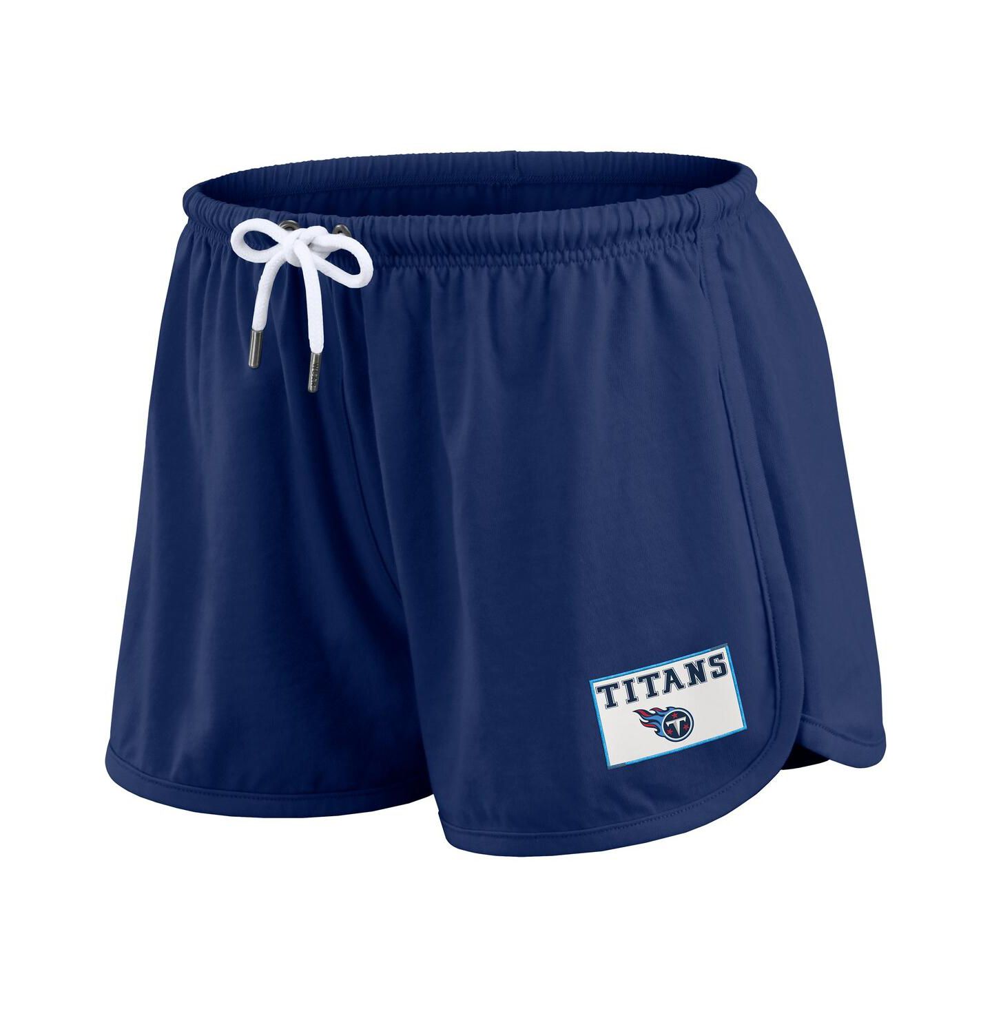 WEAR by Erin Andrews Women's 2-Piece Navy Tennessee Titans Heavy Rugby Jersey Long Sleeve T-Shirt and Shorts Lounge Set — фото 4