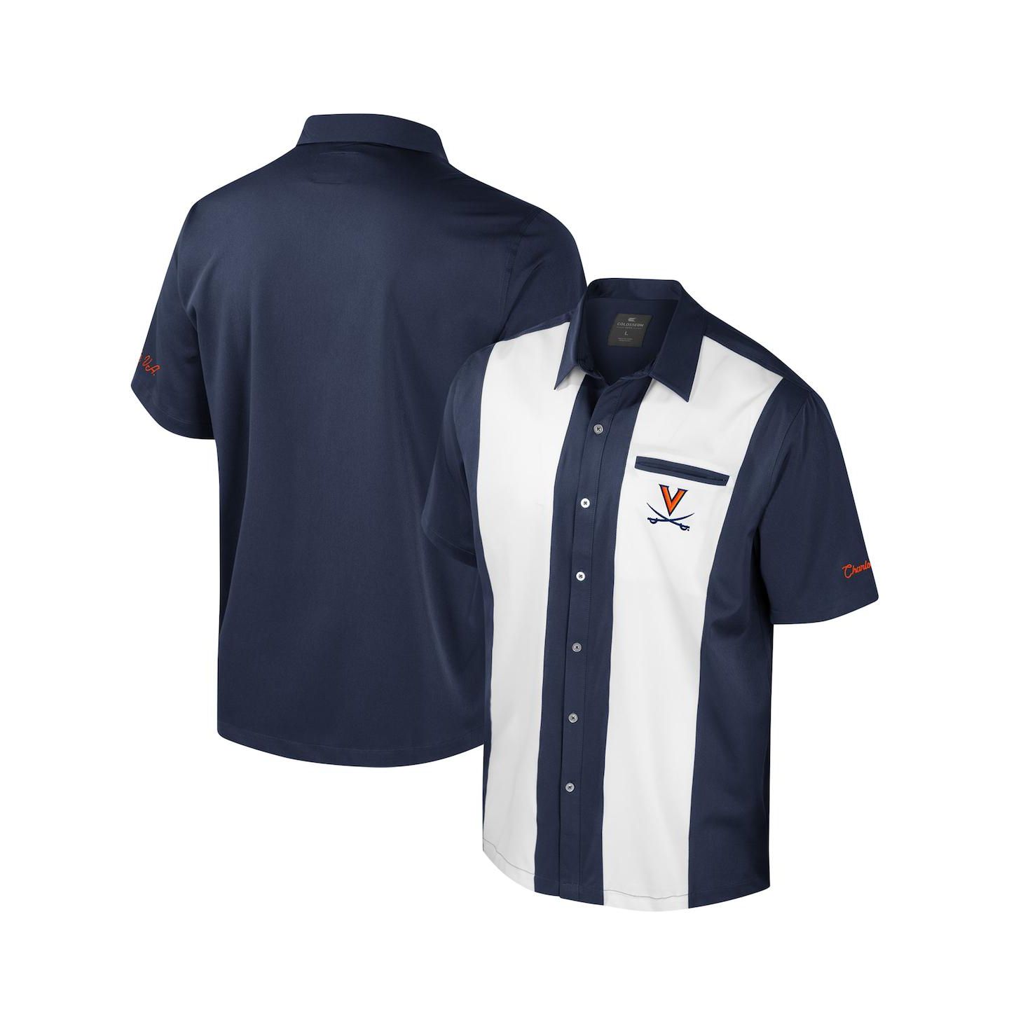 Мужская рубашка Colosseum Navy Virginia Cavaliers Strike Bowling Button-Up — фото 1