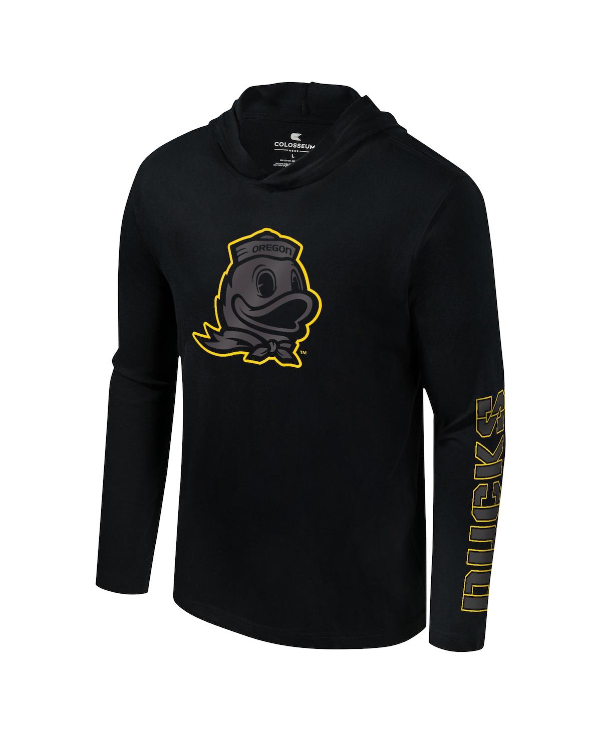 Colosseum Men's Black Oregon Ducks Color Pop Active Blend 2-hit Long Sleeve Hooded T-shirt In Black
