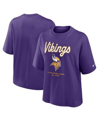 Women's purple Minnesota Vikings Essential Script Relaxed Boxy T-Shirt