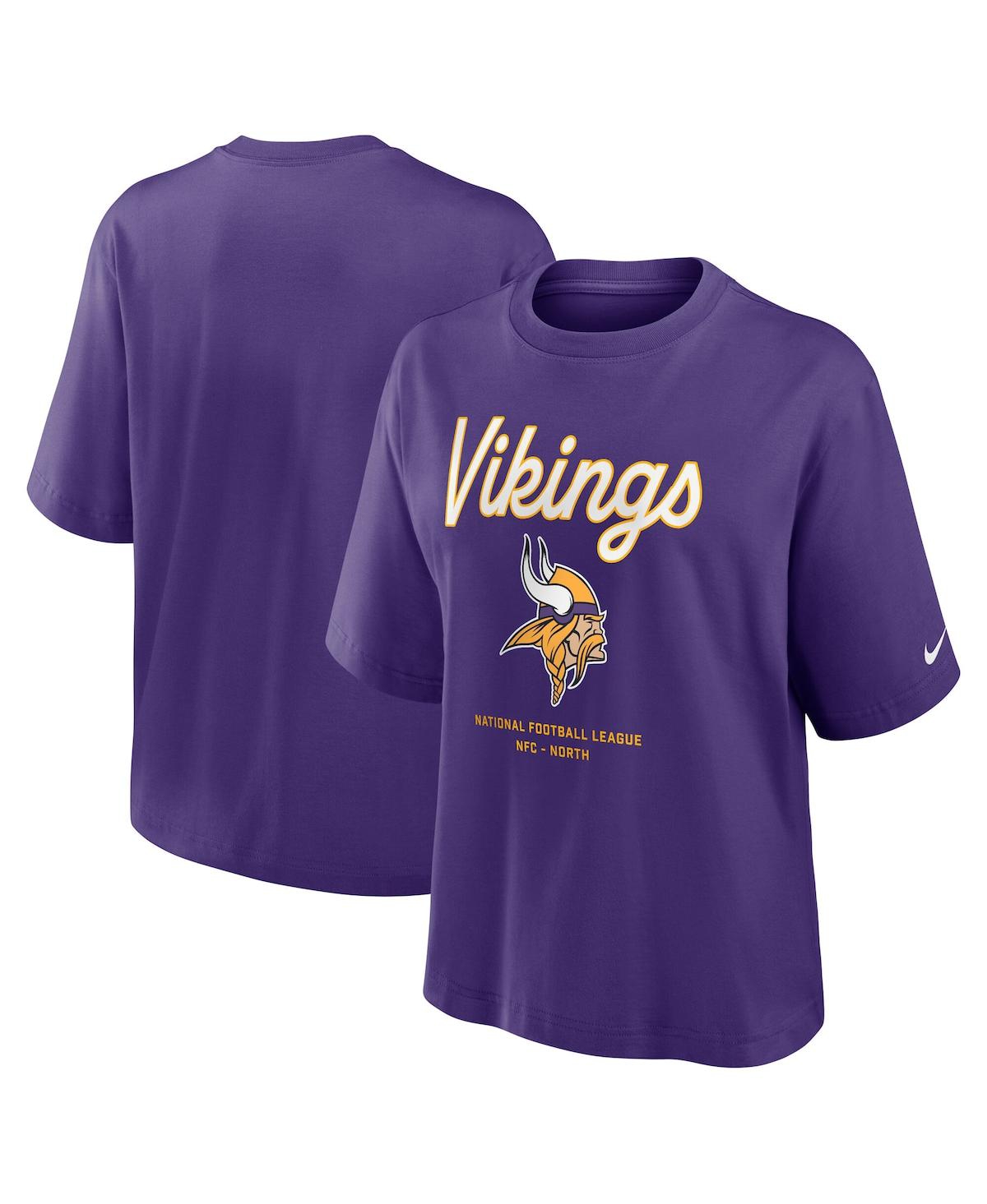 Nike Minnesota Vikings Essential Script Boxy  Women's Nfl T-shirt In Purple
