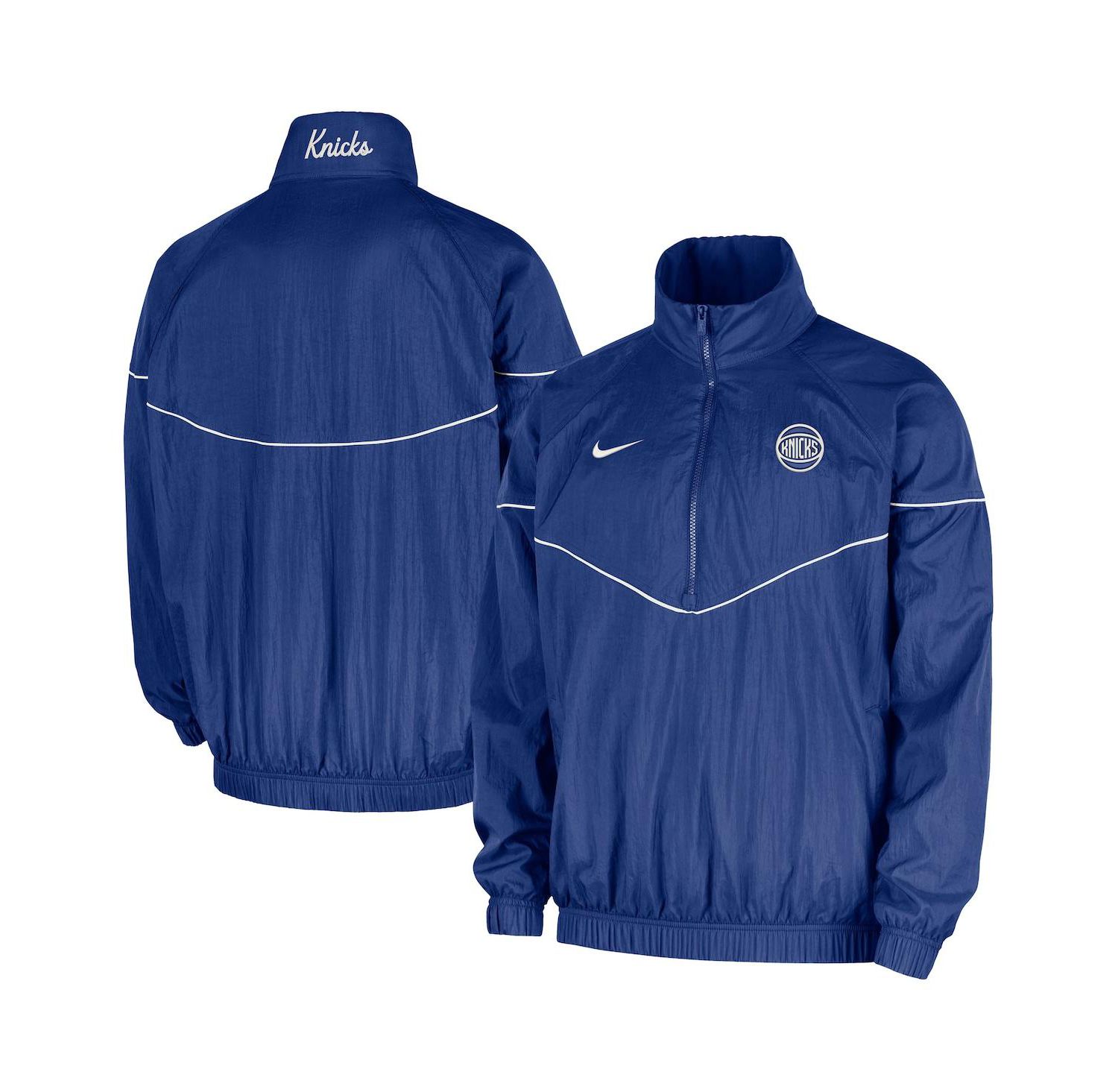 Men's Blue New York Knicks Courtside Wind Runner Woven Half-Zip Jacket